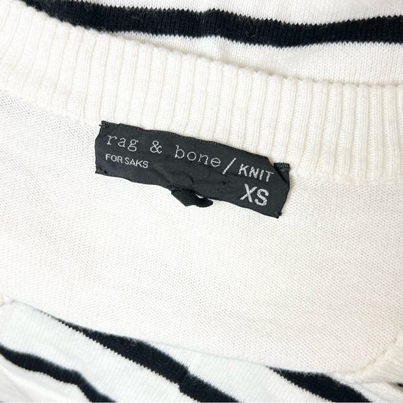 RAG & BONE Cashmere Cotton Striped Knit V-Neck Long Sleeve Pullover Sweater XS - Picture 3 of 6